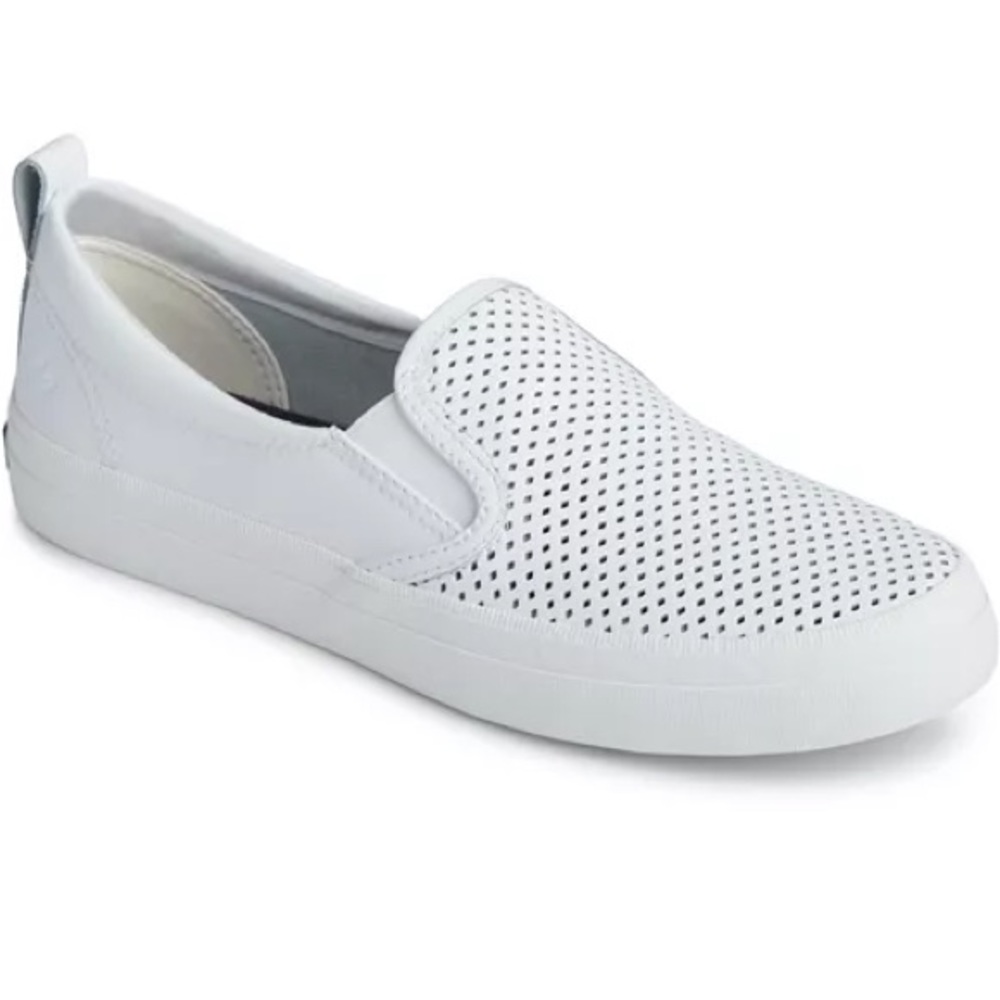 Sperry Crest white leather perforated slip-on, women’s size 10